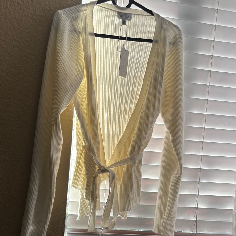 Lucy Paris Ivory Ribbed Cardigan
